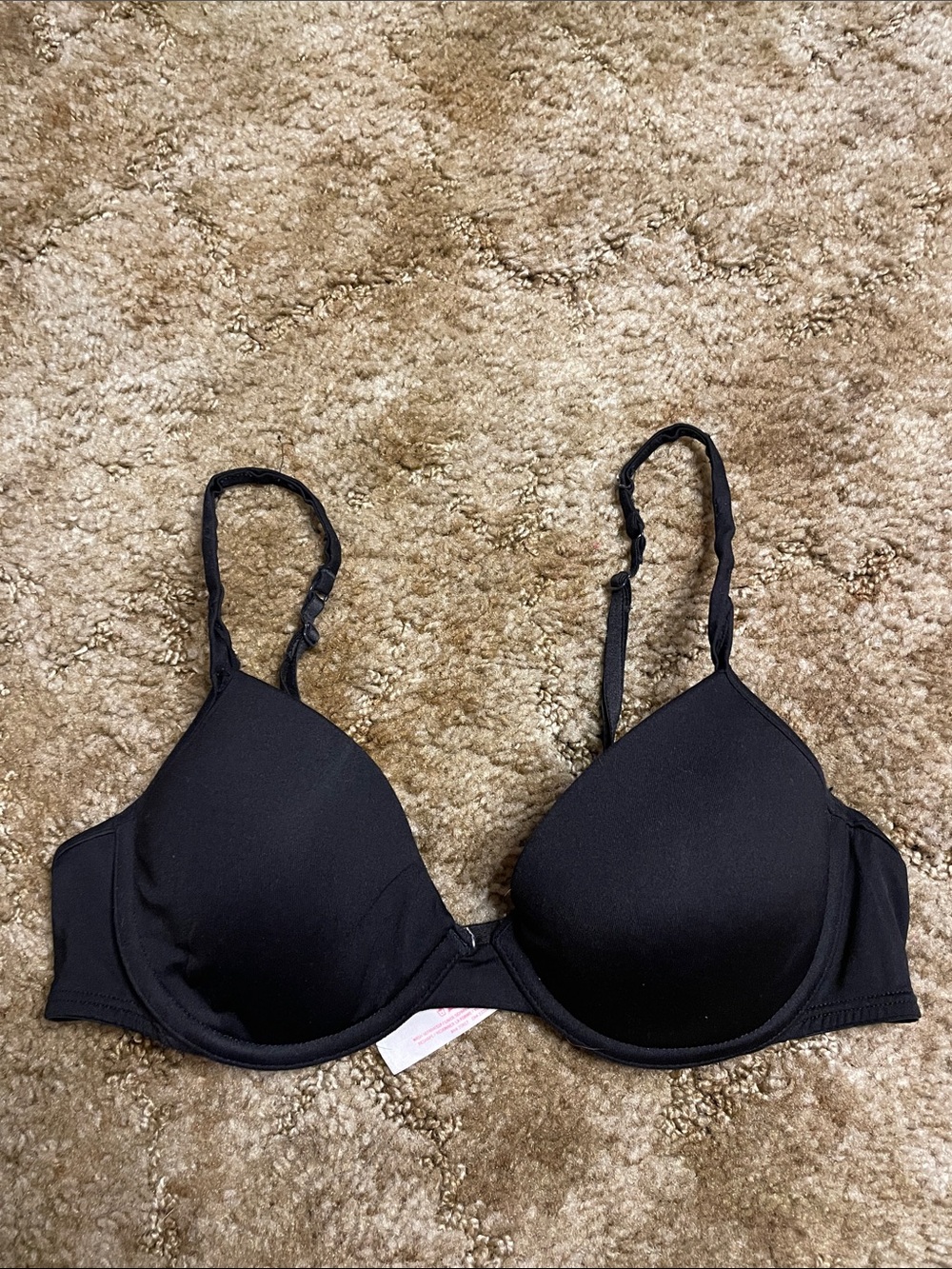 PINK Victoria’s Secret Demi T Shirt Black Bra Size 34B